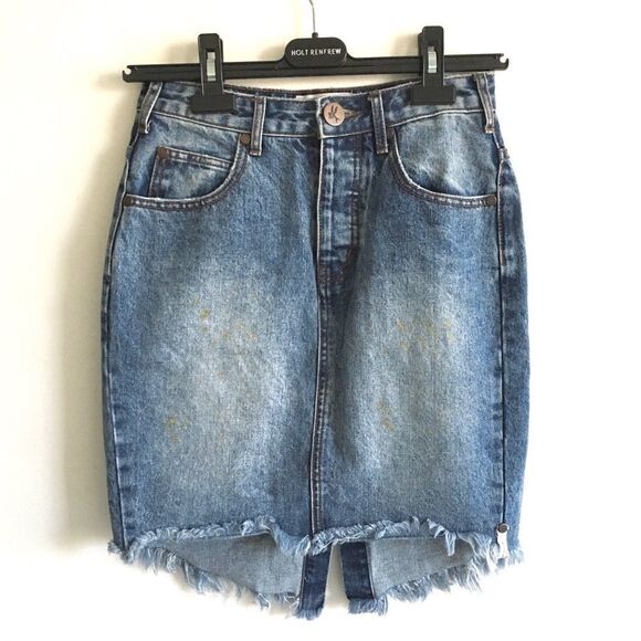 ONE TEASPOON High Waisted Denim Skirt Blue 26 - Picture 3 of 8
